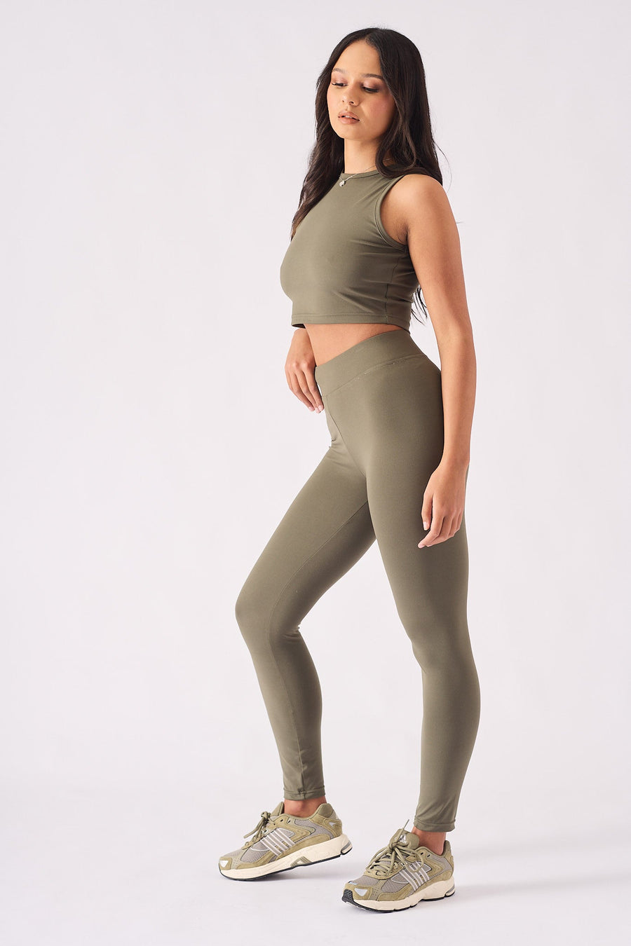 Sienna Deep Waistband Legging – Khaki - JMOJO - Women's Athleisure Leggings