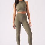 Sienna Deep Waistband Legging – Khaki - JMOJO - Women's Athleisure Leggings