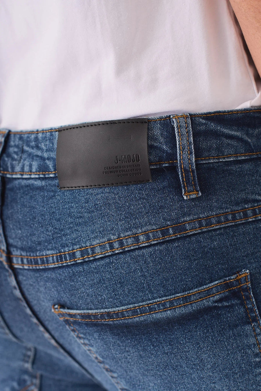 SKINNY DENIM SHORTS - MID BLUE - JMOJO - Men's Denim Shorts