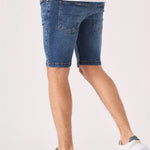 SKINNY DENIM SHORTS - MID BLUE - JMOJO - Men's Denim Shorts