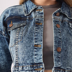 Slate Cropped Denim Jacket – Blue - JMOJO - Women's Cropped Denim Jackets