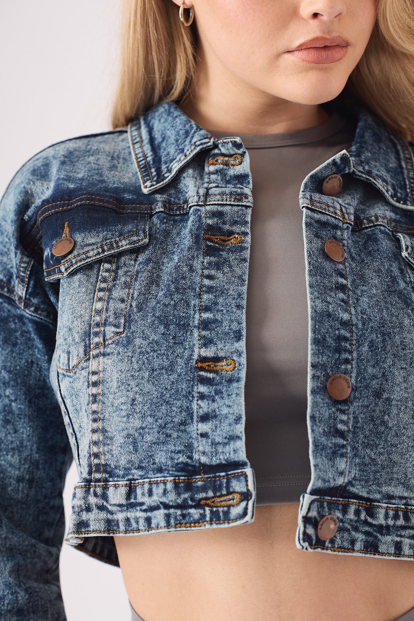 Slate Cropped Denim Jacket – Blue - JMOJO - Women's Cropped Denim Jackets