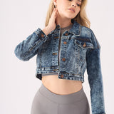 Slate Cropped Denim Jacket – Blue - JMOJO - Women's Cropped Denim Jackets
