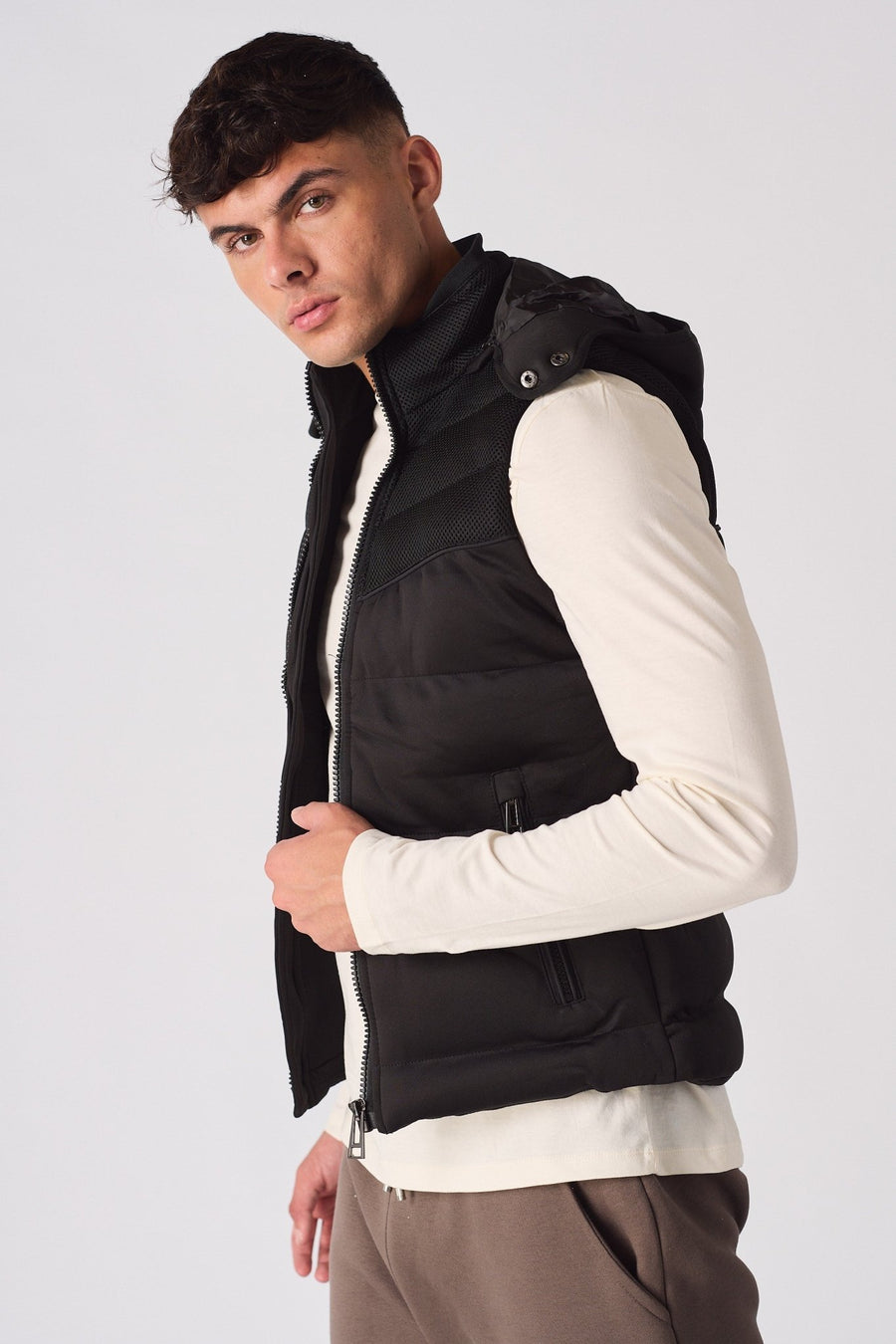SLEEVLESS PUFFER JACKET - BLACK - JMOJO - Men's Puffer Jackets