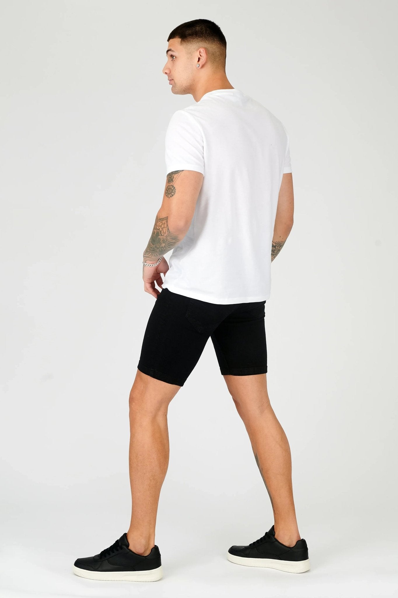 SLIM FIT DENIM SHORTS - BLACK - JMOJO - Men's Denim Shorts