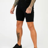 SLIM FIT DENIM SHORTS - BLACK - JMOJO - Men's Denim Shorts