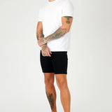 SLIM FIT DENIM SHORTS - BLACK - JMOJO - Men's Denim Shorts