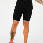 SLIM FIT DENIM SHORTS - BLACK - JMOJO - Men's Denim Shorts