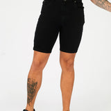 SLIM FIT DENIM SHORTS - BLACK - JMOJO - Men's Denim Shorts