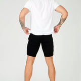 SLIM FIT DENIM SHORTS - BLACK - JMOJO - Men's Denim Shorts