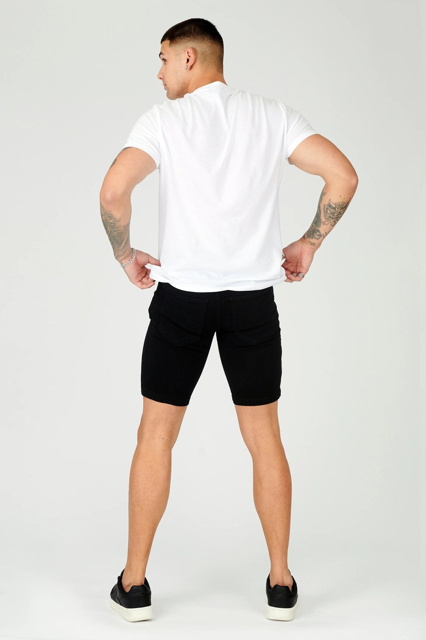 SLIM FIT DENIM SHORTS - BLACK - JMOJO - Men's Denim Shorts