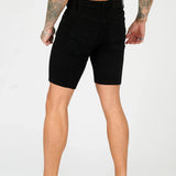 SLIM FIT DENIM SHORTS - BLACK - JMOJO - Men's Denim Shorts