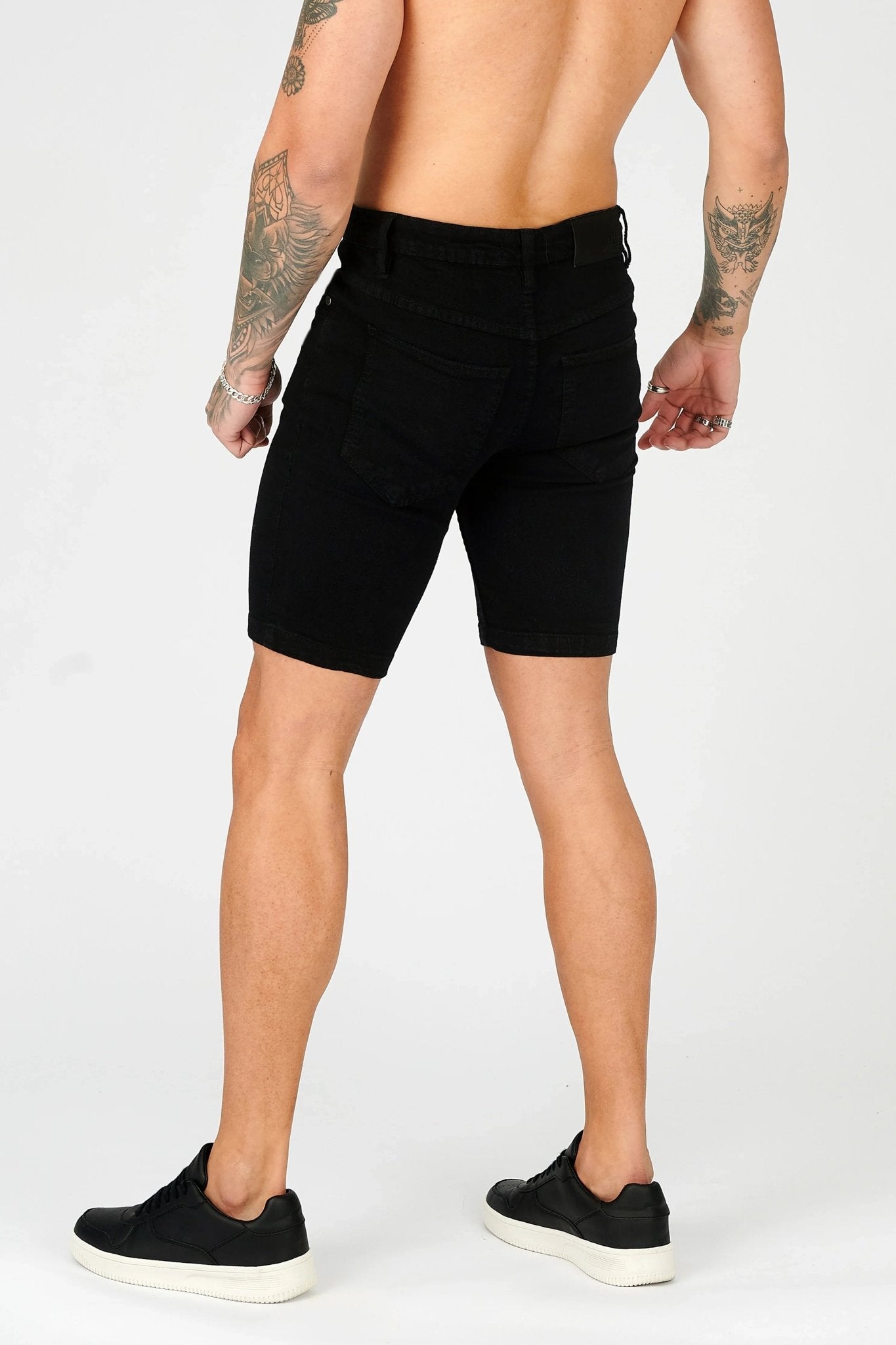 SLIM FIT DENIM SHORTS - BLACK - JMOJO - Men's Denim Shorts