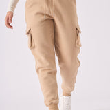 Close up of the adjustable drawstring waist on the stone relaxed fit jogger.