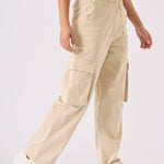 STRAIGHT LEG CARGO TROUSERS - BEIGE - JMOJO - Women's Straight Leg Cargo Trouser