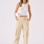 STRAIGHT LEG CARGO TROUSERS - BEIGE - JMOJO - Women's Straight Leg Cargo Trouser