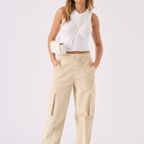 STRAIGHT LEG CARGO TROUSERS - BEIGE - JMOJO - Women's Straight Leg Cargo Trouser