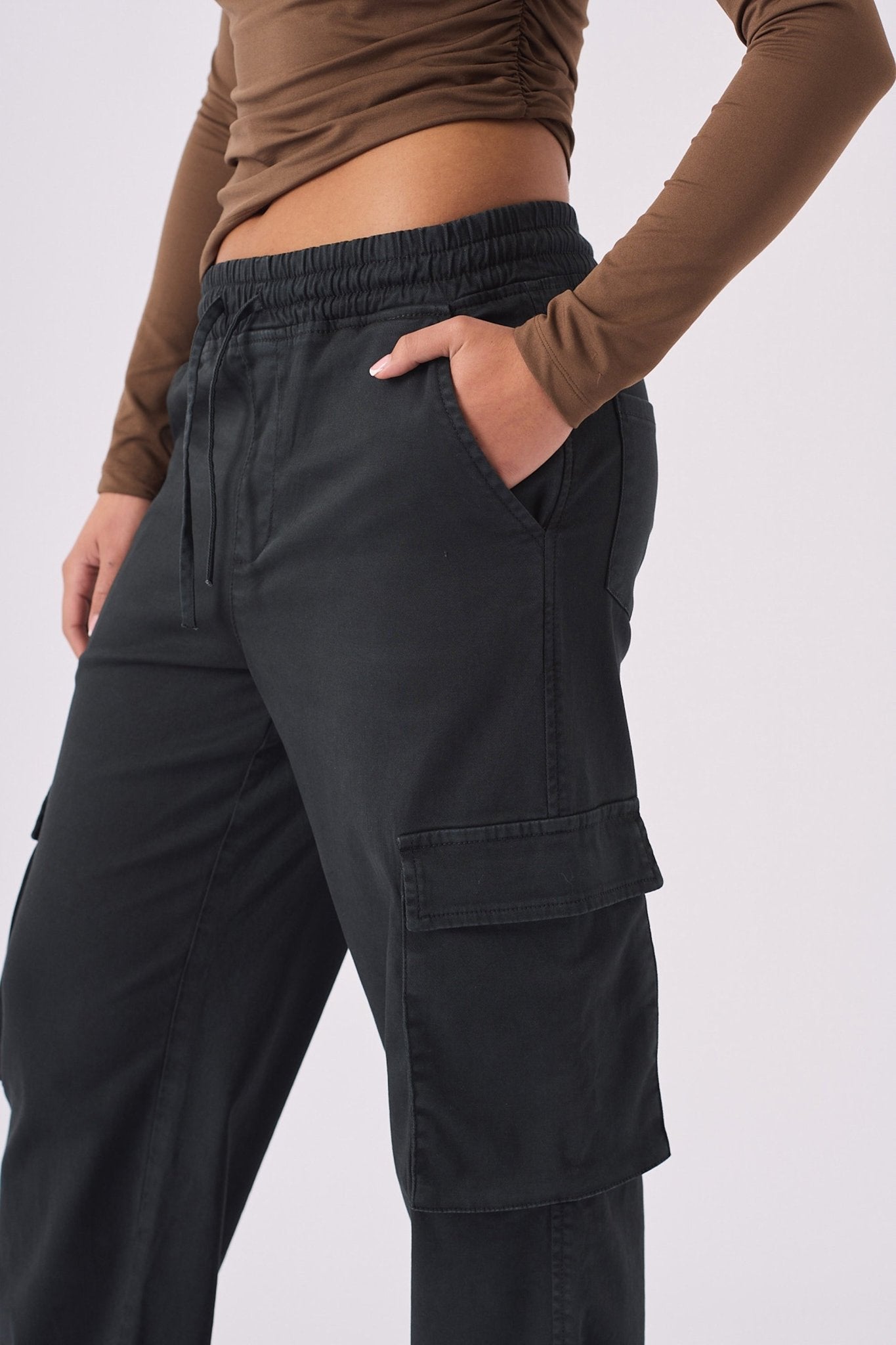 STRAIGHT LEG CARGO TROUSERS - BLACK - JMOJO - Women's Straight Leg Cargo Trouser