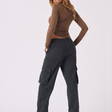 STRAIGHT LEG CARGO TROUSERS - BLACK - JMOJO - Women's Straight Leg Cargo Trouser