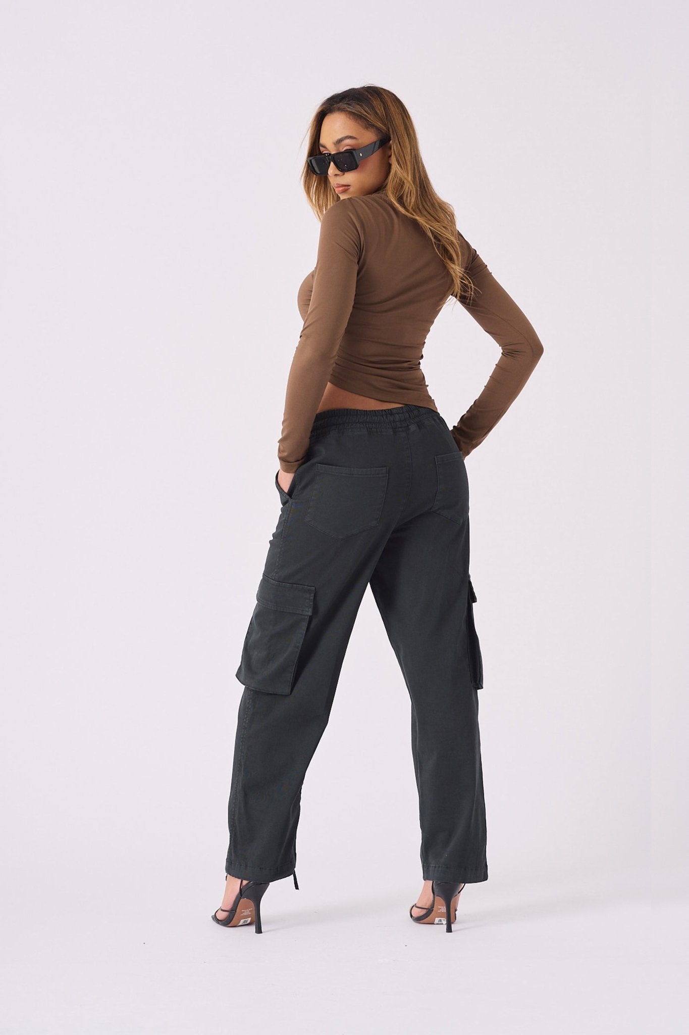 STRAIGHT LEG CARGO TROUSERS - BLACK - JMOJO - Women's Straight Leg Cargo Trouser