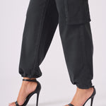 STRAIGHT LEG CARGO TROUSERS - BLACK - JMOJO - Women's Straight Leg Cargo Trouser