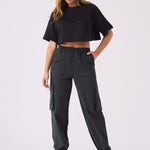 STRAIGHT LEG CARGO TROUSERS - BLACK - JMOJO - Women's Straight Leg Cargo Trouser