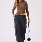 STRAIGHT LEG CARGO TROUSERS - BLACK - JMOJO - Women's Straight Leg Cargo Trouser