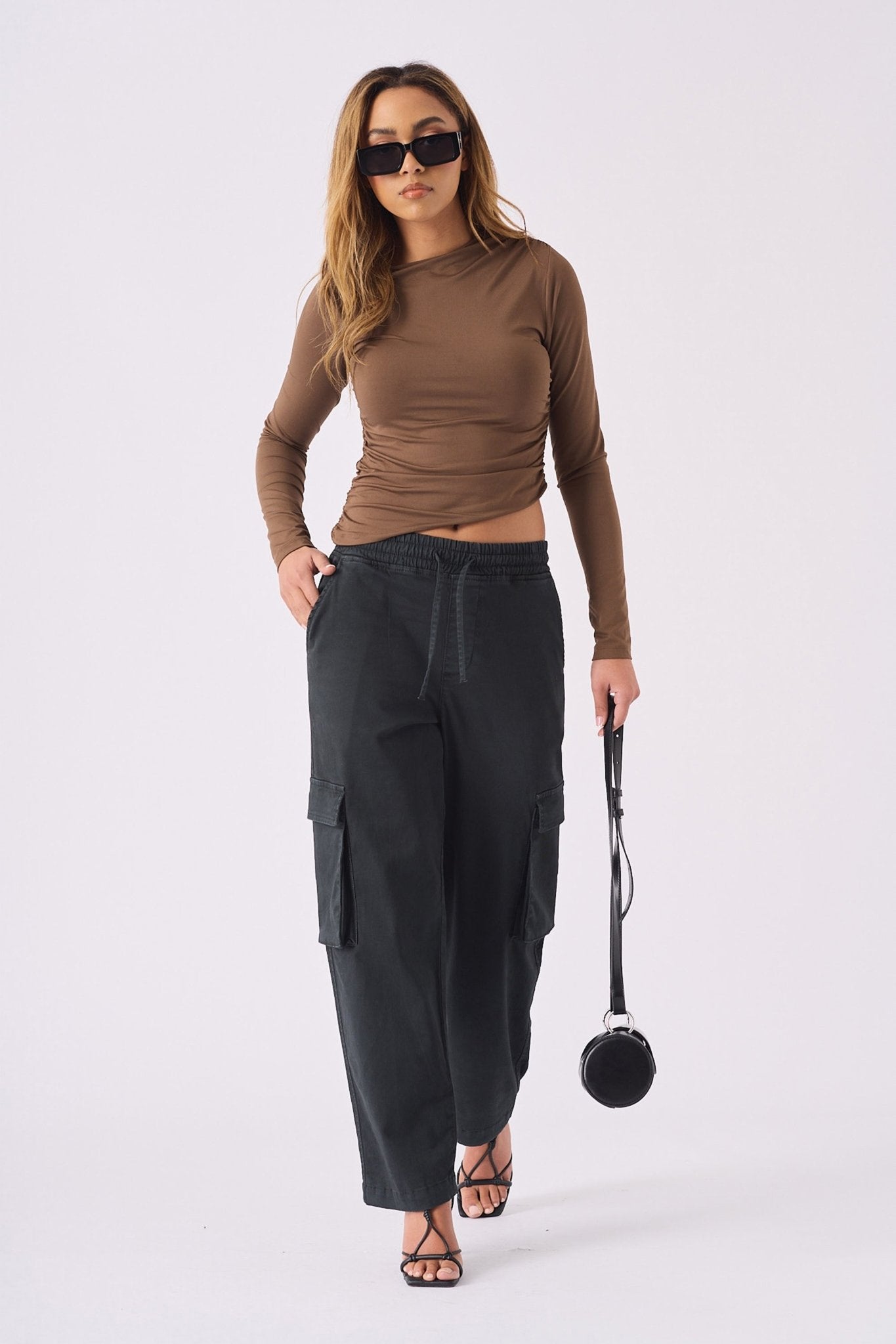 STRAIGHT LEG CARGO TROUSERS - BLACK - JMOJO - Women's Straight Leg Cargo Trouser