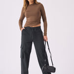 STRAIGHT LEG CARGO TROUSERS - BLACK - JMOJO - Women's Straight Leg Cargo Trouser