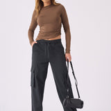 STRAIGHT LEG CARGO TROUSERS - BLACK - JMOJO - Women's Straight Leg Cargo Trouser