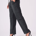 STRAIGHT LEG CARGO TROUSERS - BLACK - JMOJO - Women's Straight Leg Cargo Trouser