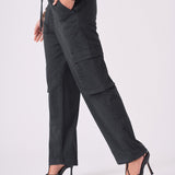 STRAIGHT LEG CARGO TROUSERS - BLACK - JMOJO - Women's Straight Leg Cargo Trouser