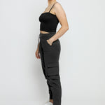 TAPERED CARGO POCKET JOGGERS - BLACK - JMOJO - Women's Cargo Joggers