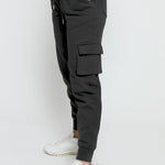 TAPERED CARGO POCKET JOGGERS - BLACK - JMOJO - Women's Cargo Joggers