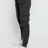 TAPERED CARGO POCKET JOGGERS - BLACK - JMOJO - Women's Cargo Joggers