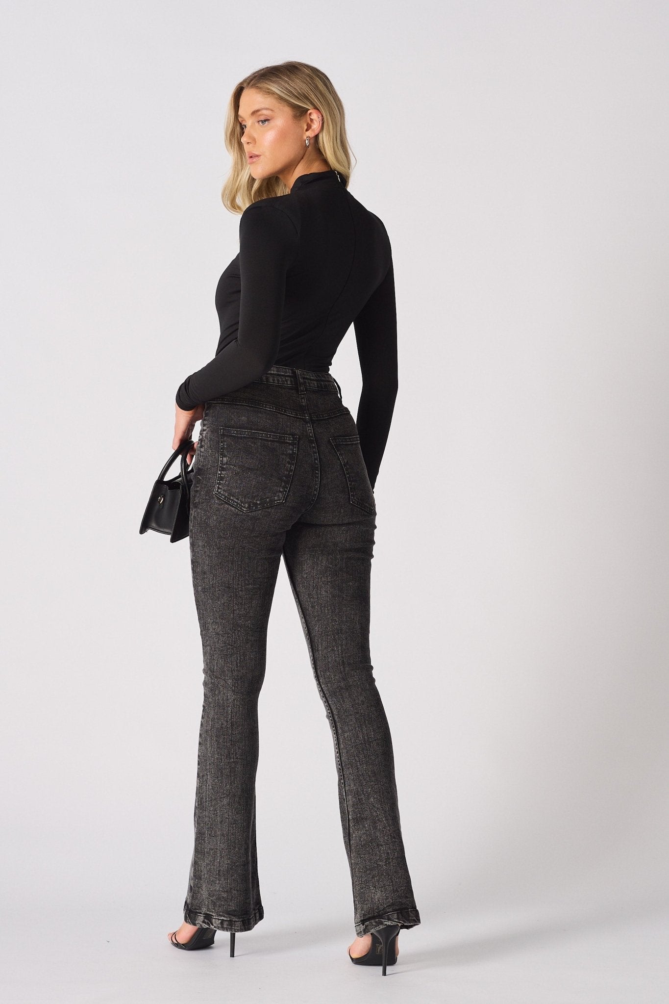 Thalia Long Sleeve High Neck Bodysuit – Black - JMOJO - Women's bodysuit