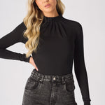 Thalia Long Sleeve High Neck Bodysuit – Black - JMOJO - Women's bodysuit