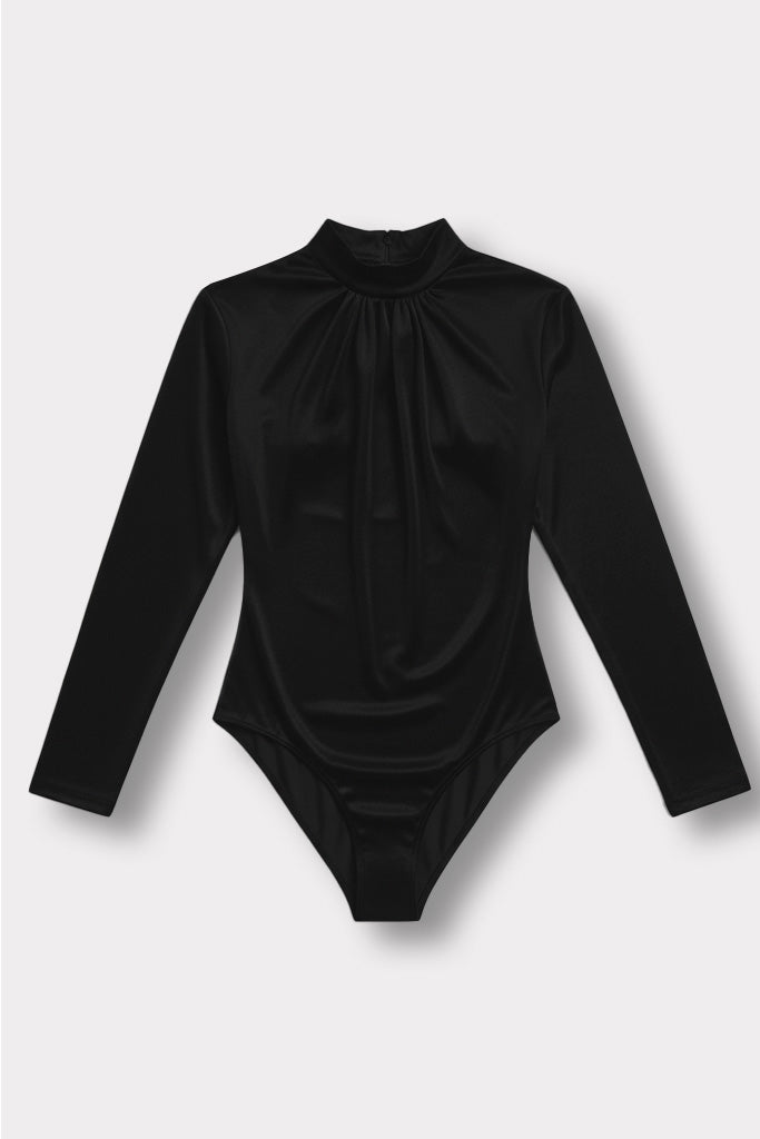 Thalia Long Sleeve High Neck Bodysuit – Black - JMOJO - Women's bodysuit