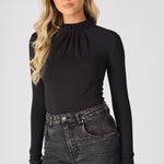 Thalia Long Sleeve High Neck Bodysuit – Black - JMOJO - Women's bodysuit