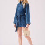 TIE WAIST DRESS - BLUE - JMOJO - Women's Denim Dresses