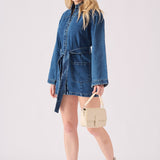 TIE WAIST DRESS - BLUE - JMOJO - Women's Denim Dresses