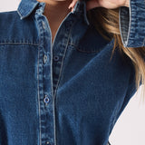 TIE WAIST DRESS - BLUE - JMOJO - Women's Denim Dresses