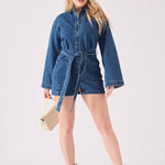 TIE WAIST DRESS - BLUE - JMOJO - Women's Denim Dresses