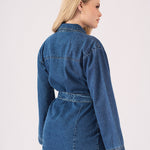 TIE WAIST DRESS - BLUE - JMOJO - Women's Denim Dresses