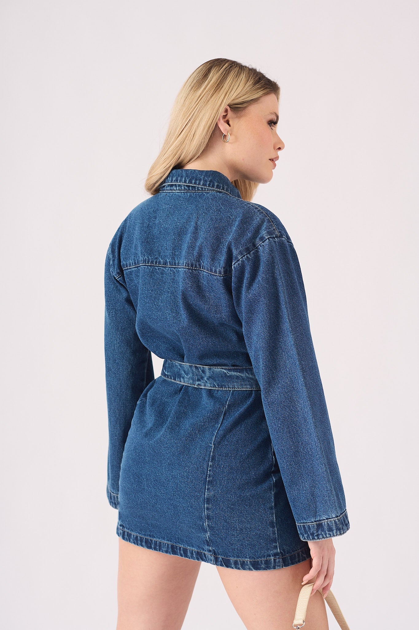 TIE WAIST DRESS - BLUE - JMOJO - Women's Denim Dresses