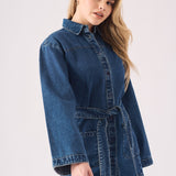 TIE WAIST DRESS - BLUE - JMOJO - Women's Denim Dresses