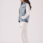 Timber Hooded Denim Jacket – Light Blue Wash - JMOJO - Women's Fleece Hooded Denim Jackets