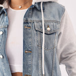 Timber Hooded Denim Jacket – Light Blue Wash - JMOJO - Women's Fleece Hooded Denim Jackets