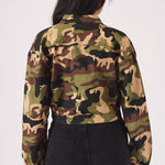 Trek Military Cropped Denim Jacket – Camo - JMOJO - Women's Cropped Denim Jackets