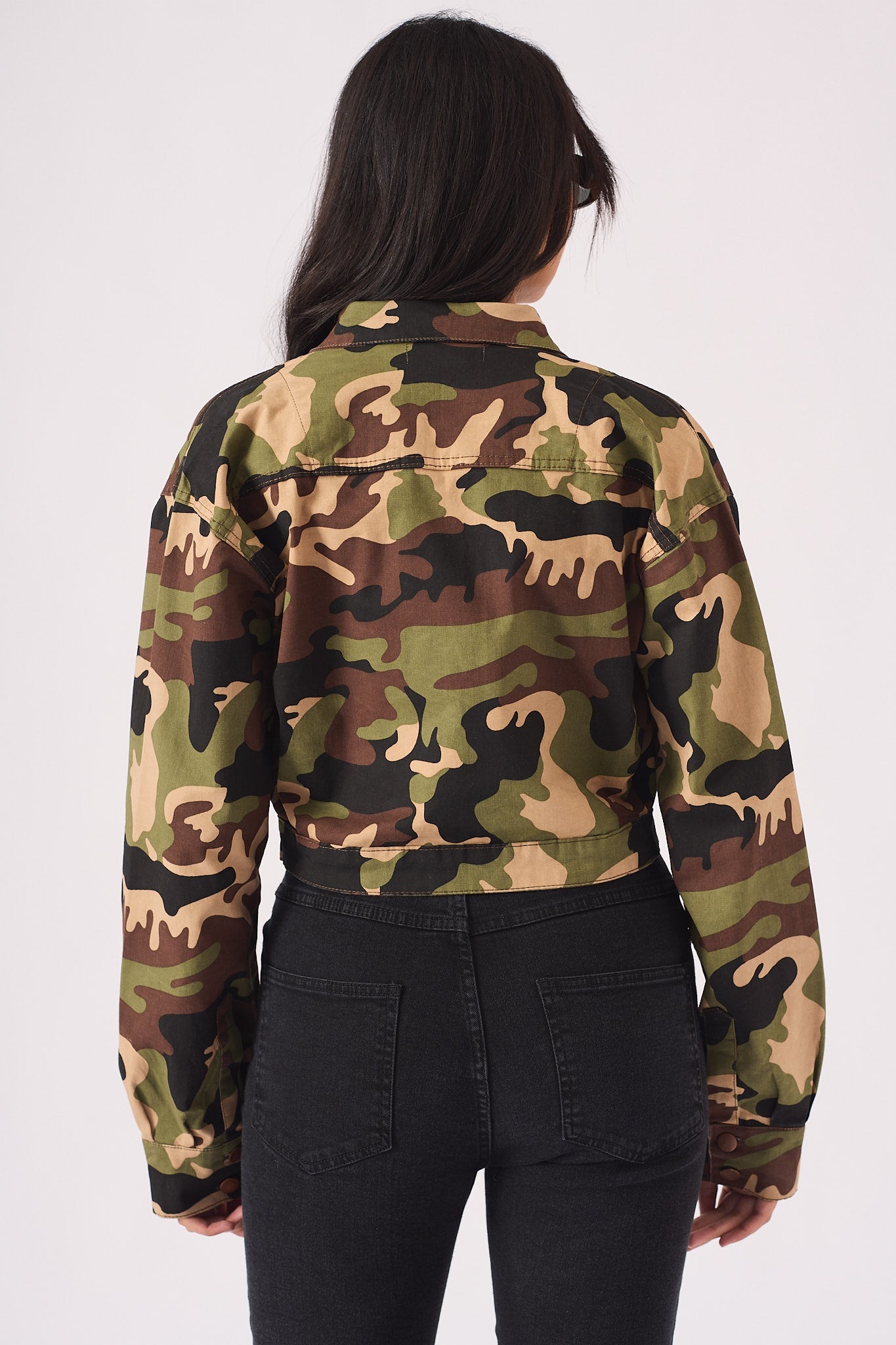 Trek Military Cropped Denim Jacket – Camo - JMOJO - Women's Cropped Denim Jackets